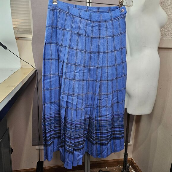 Pendleton Womens Skirt 12 Plaid Blue Long Maxi A Line Pleated School Girl USA - Picture 1 of 9